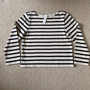 J.crew Classic mariner cloth boatneck T-shirt in navy and white stripe, size S.